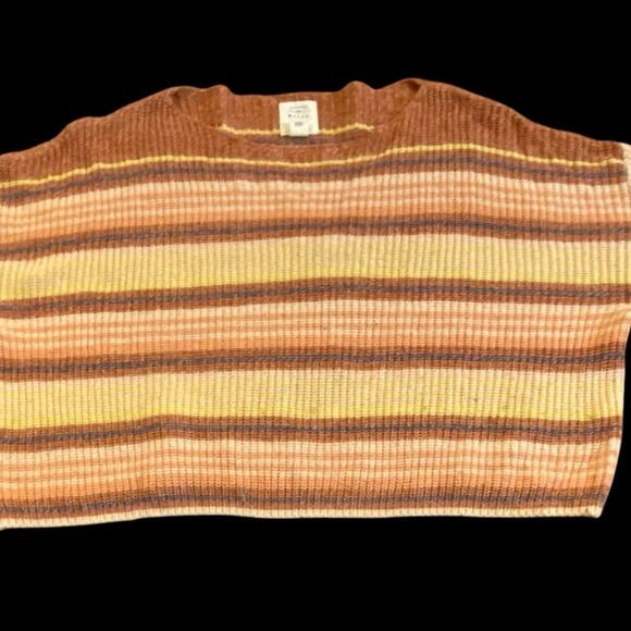 Billabong Cropped Striped Brown and Yellow Sweater - Picture 1 of 5